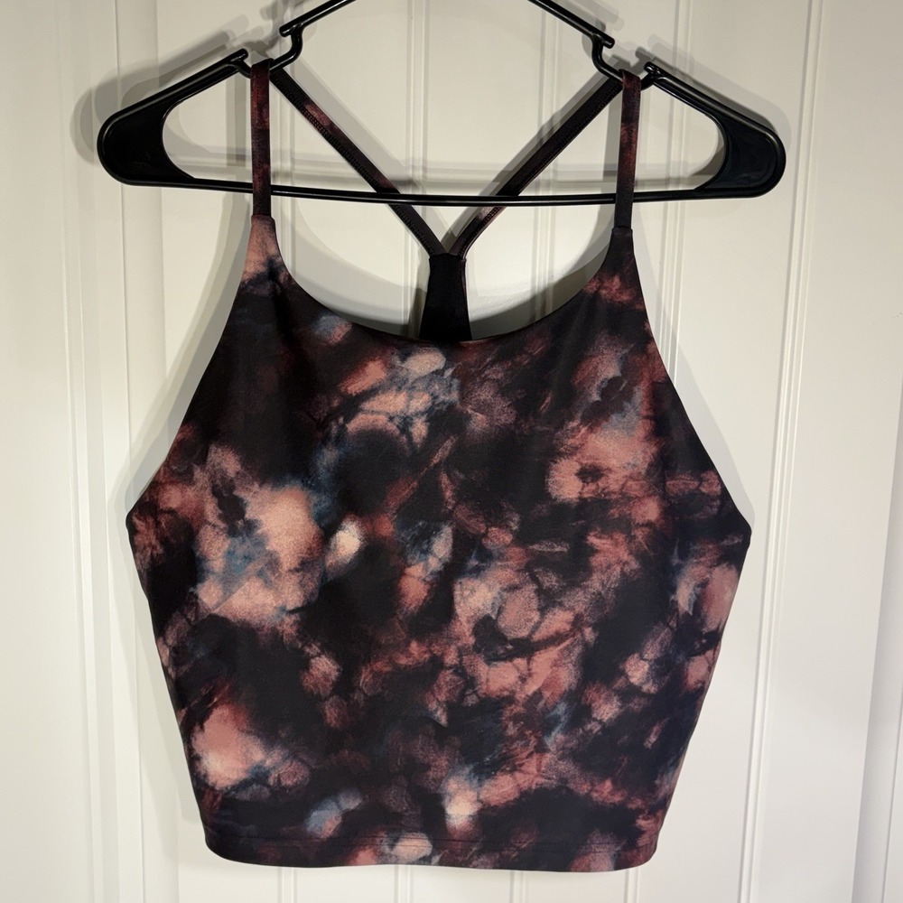 Old Navy Active PowerSoft Sports Bra XL Tie Dye Strappy Back Light Support